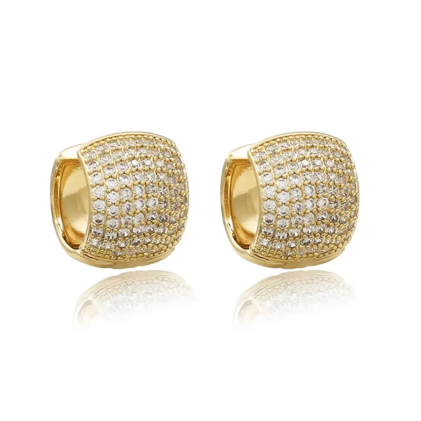 Brinco Argola Larga com 8 Filetes de Zircônias Folheado a Ouro 18k