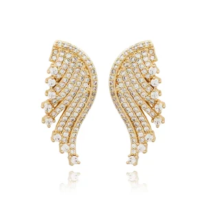 Brinco Asas de Anjo Cravejada Zircônias Folheado a Ouro 18k