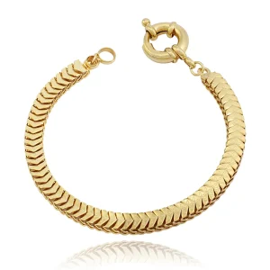 Pulseira Malha Escama de Peixe Trabalhada Folheado a Ouro 18k