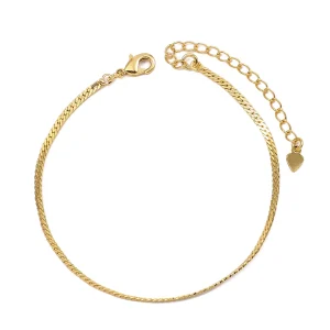 Pulseira Malha Fita Trabalhada 2mm Folheado a Ouro 18k